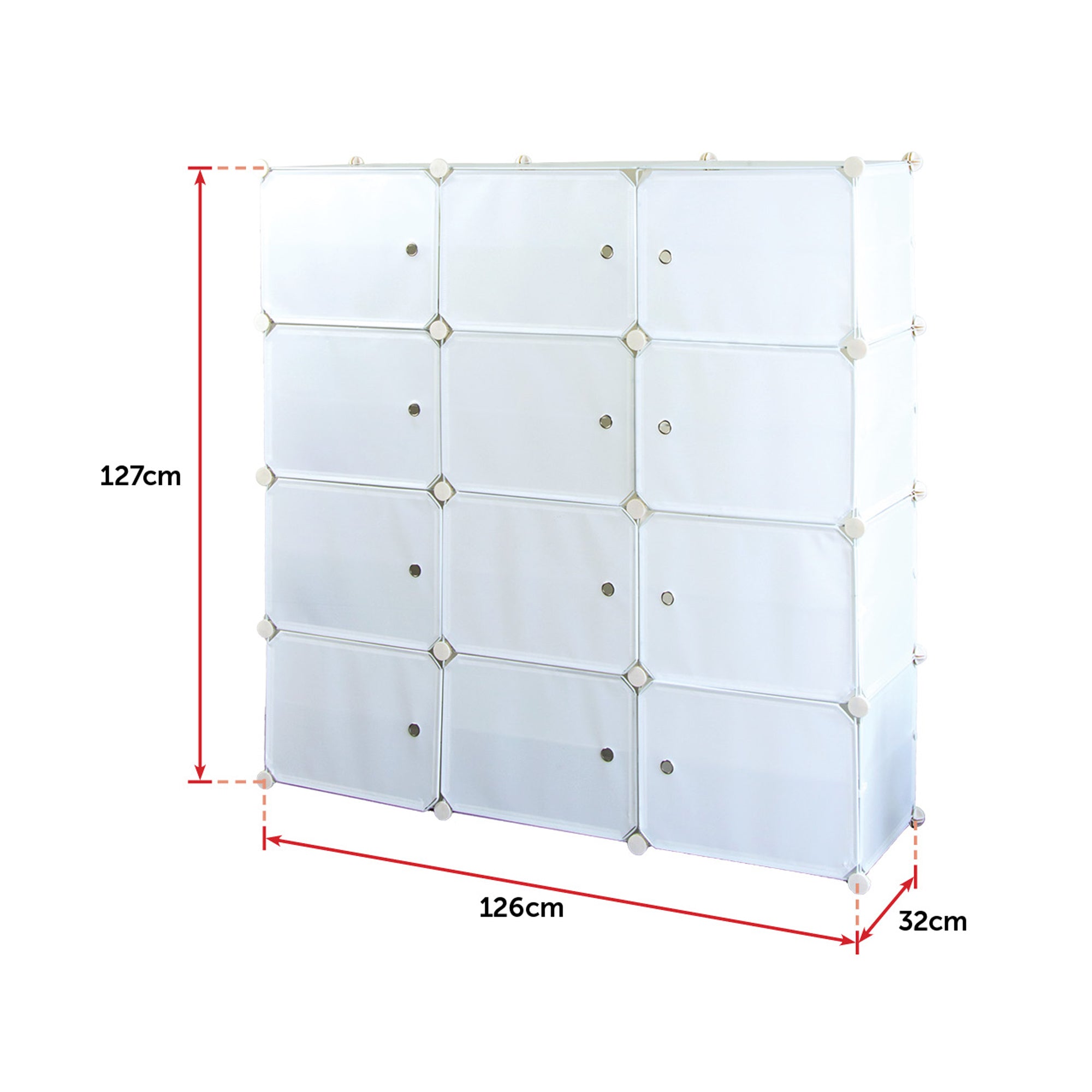 White Cube DIY Shoe Cabinet Rack with multiple storage cubes for shoes, featuring a sleek white design and modular structure.