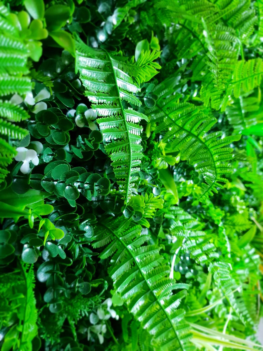 WILD TROPICS UV STABILISED 1m x 1m vertical garden panel featuring lush, exotic artificial foliage suitable for indoor and outdoor use.