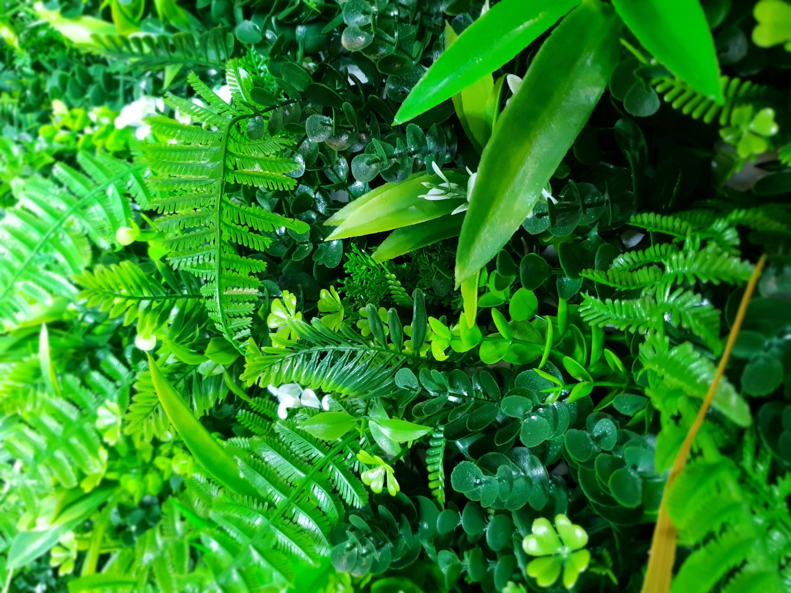WILD TROPICS UV STABILISED 1m x 1m vertical garden panel featuring lush, exotic artificial foliage suitable for indoor and outdoor use.