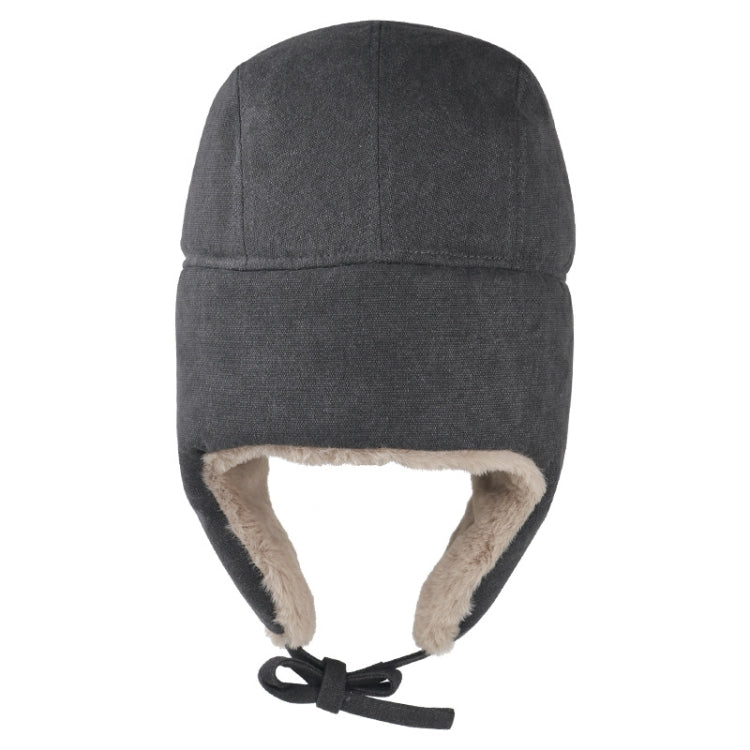 Windproof padded thickened snow hat in black, featuring a plush interior and adjustable strap for cold weather protection.