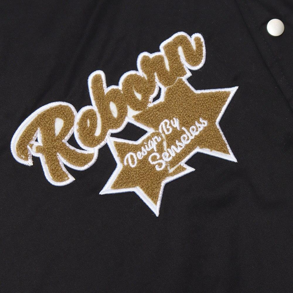 Men's winter jacket featuring animal patch embroidery and patchwork design, perfect for high street fashion.