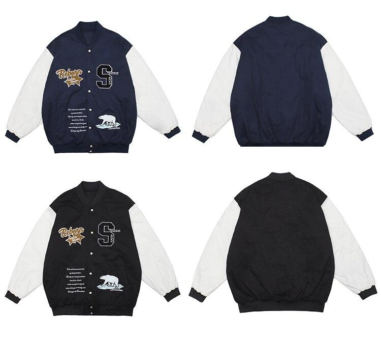 Men's winter jacket featuring animal patch embroidery and patchwork design, perfect for high street fashion.