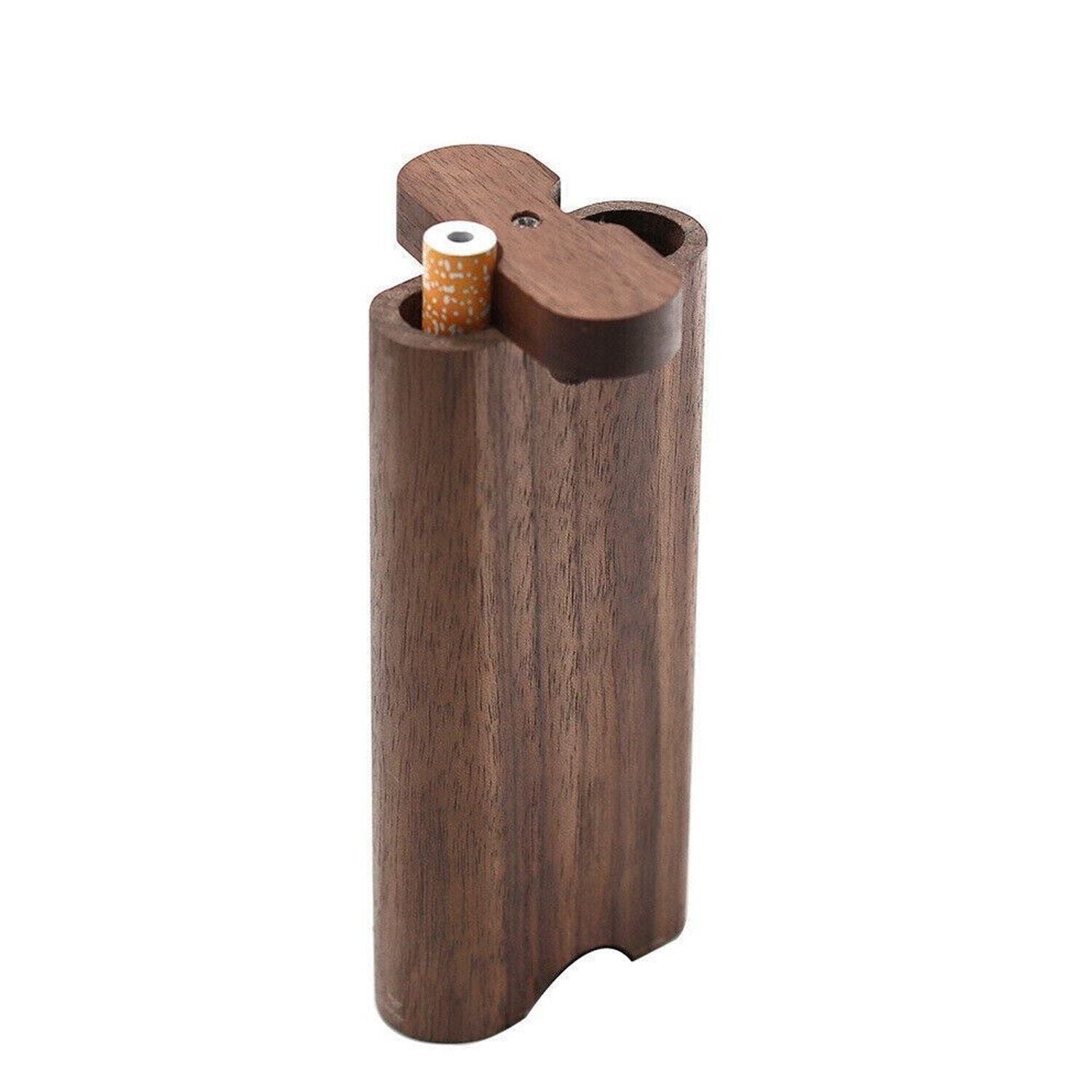 Wooden Dugout Pipe with self-cleaning metal bat poker, showcasing its elegant design and functionality.