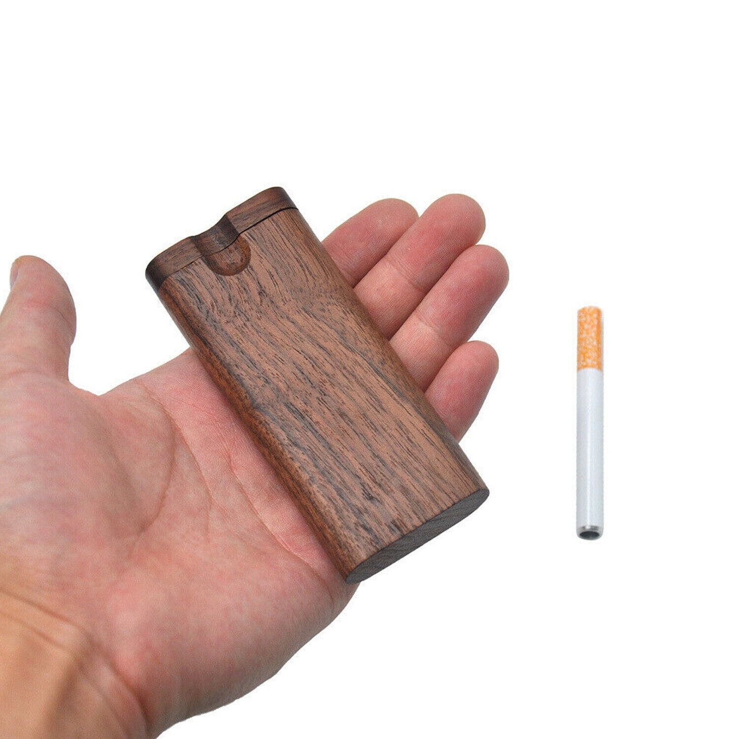 Wooden Dugout Pipe with self-cleaning metal bat poker, showcasing its elegant design and functionality.