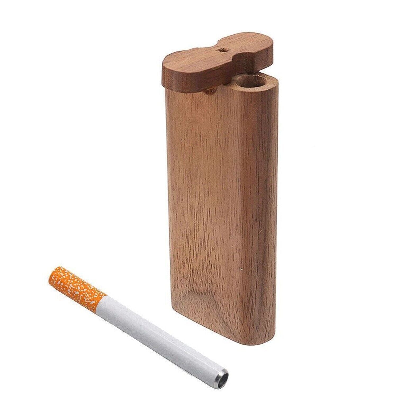 Wooden Dugout Pipe with self-cleaning metal bat poker, showcasing its elegant design and functionality.