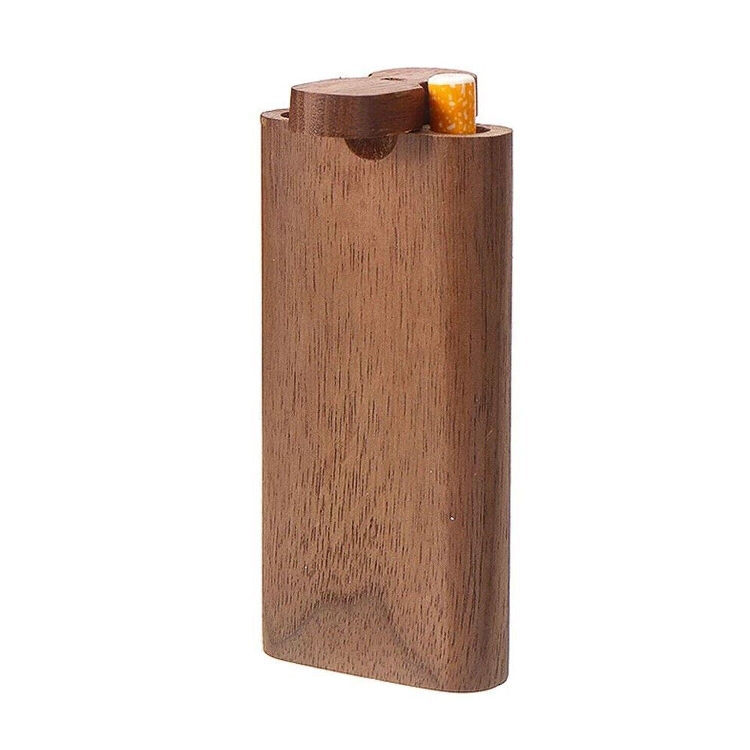 Wooden Dugout Pipe with self-cleaning metal bat poker, showcasing its elegant design and functionality.