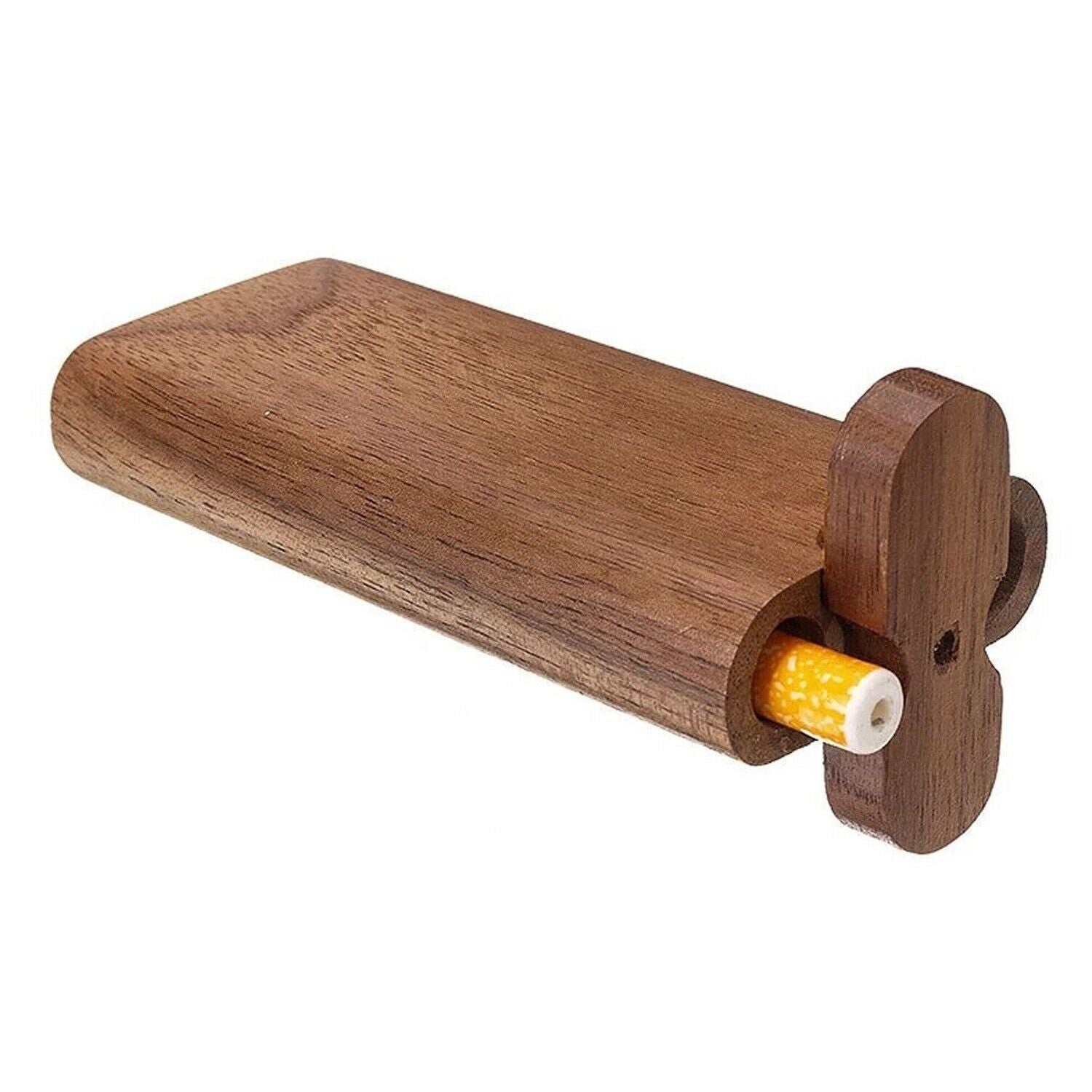 Wooden Dugout Pipe with self-cleaning metal bat poker, showcasing its elegant design and functionality.