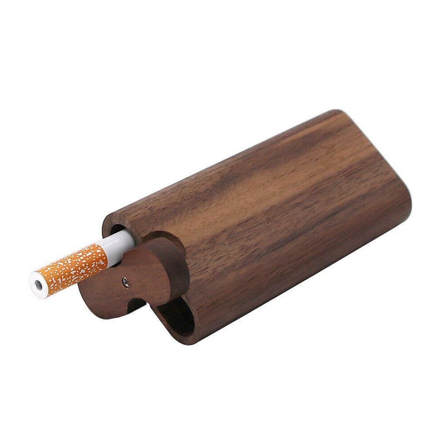 Wooden Dugout Pipe with self-cleaning metal bat poker, showcasing its elegant design and functionality.