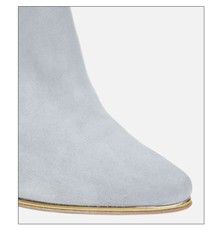 Stylish Women's Over the Knee Boots in microfiber with thin heels and pointed toe, perfect for winter fashion.