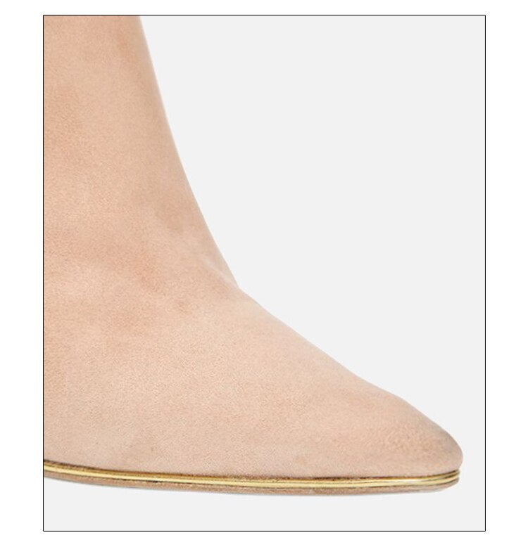 Stylish Women's Over the Knee Boots in microfiber with thin heels and pointed toe, perfect for winter fashion.