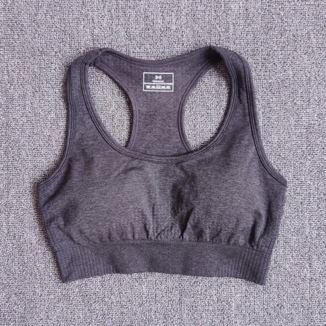 Women Vital Seamless Long Sleeve Yoga Set featuring a crop top and high waist leggings in various colors, designed for fitness and yoga.