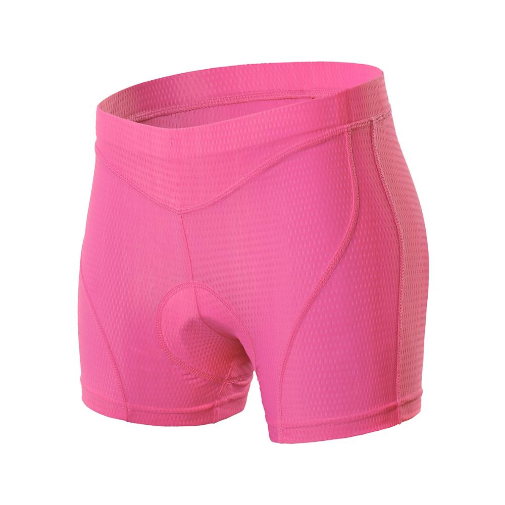Women’s Cycling Shorts featuring 3D gel padding, available in pink, blue, purple, and black, designed for comfort and performance in cycling.