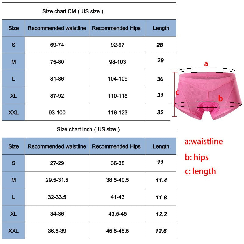 Women’s Cycling Shorts featuring 3D gel padding, available in pink, blue, purple, and black, designed for comfort and performance in cycling.