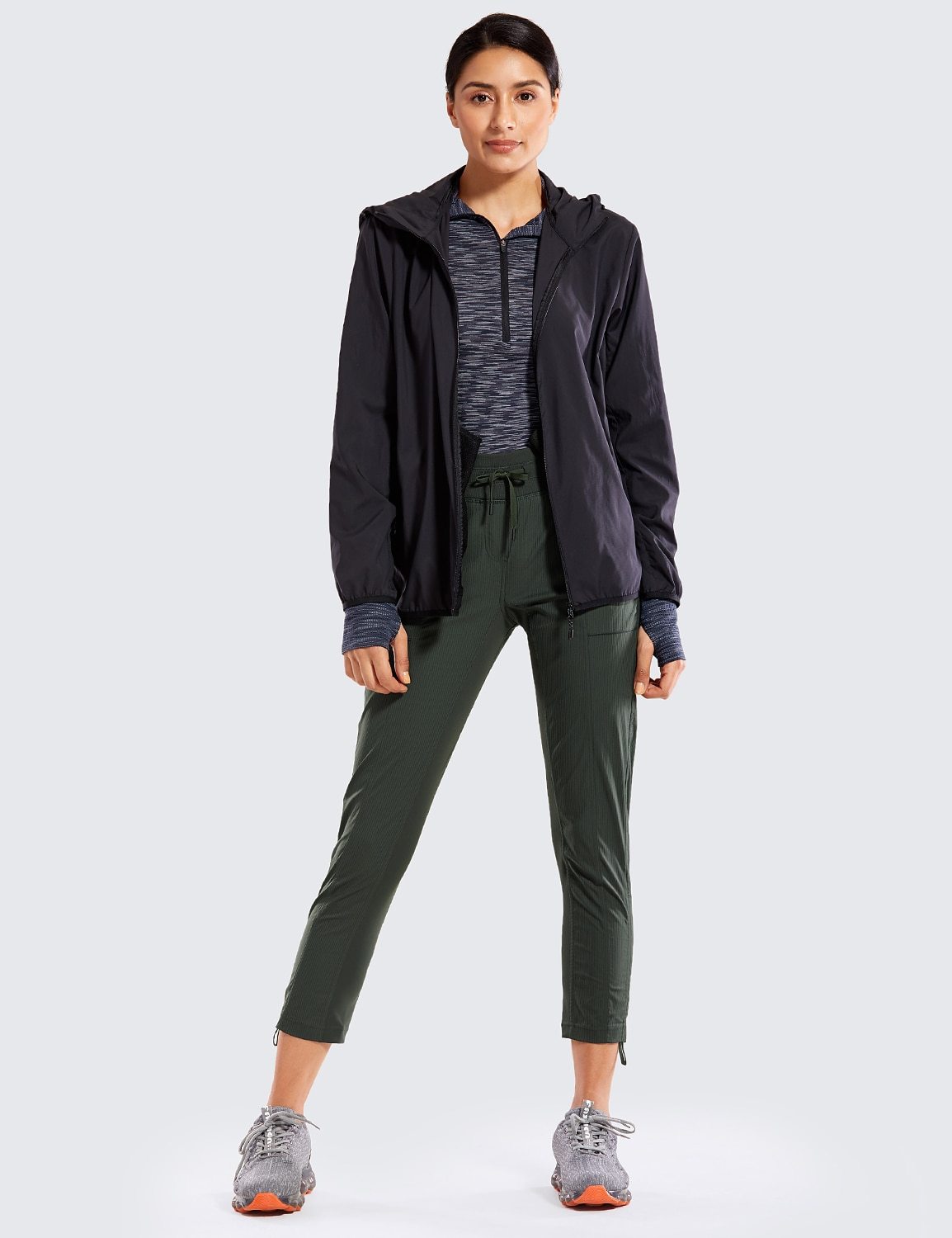 Women's Go to Studio Jogger Striped Cargo Pants featuring a drawstring leg and 7/8 length, perfect for workouts and casual wear.