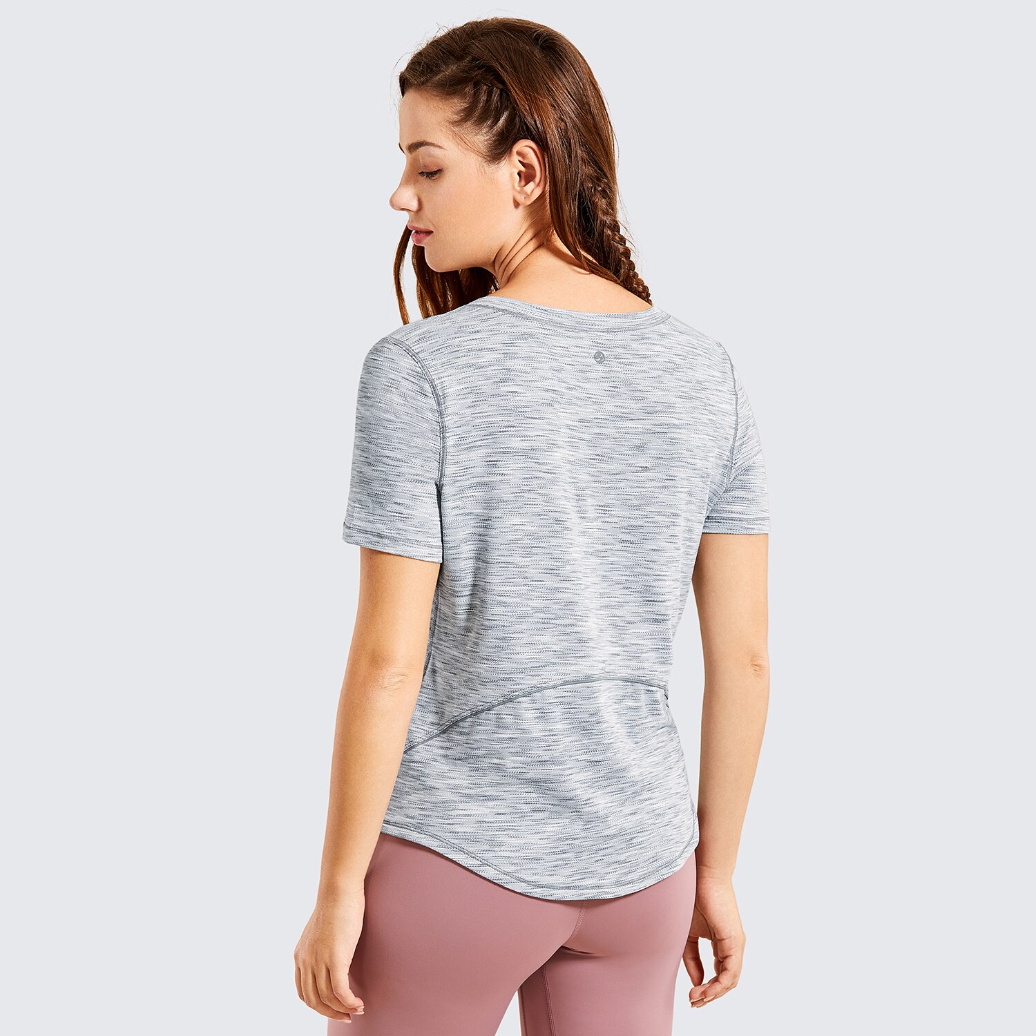 Women's Lightweight Heather Loose Fit Short Sleeve Sport Shirt in a stylish heather design, perfect for workouts and yoga.