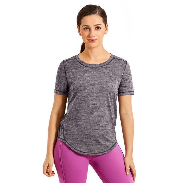 Women's Lightweight Heather Loose Fit Short Sleeve Sport Shirt in a stylish heather design, perfect for workouts and yoga.