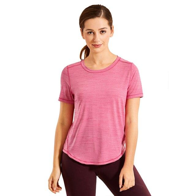 Women's Lightweight Heather Loose Fit Short Sleeve Sport Shirt in a stylish heather design, perfect for workouts and yoga.
