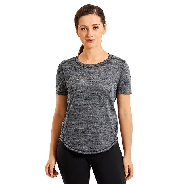 Women's Lightweight Heather Loose Fit Short Sleeve Sport Shirt in a stylish heather design, perfect for workouts and yoga.
