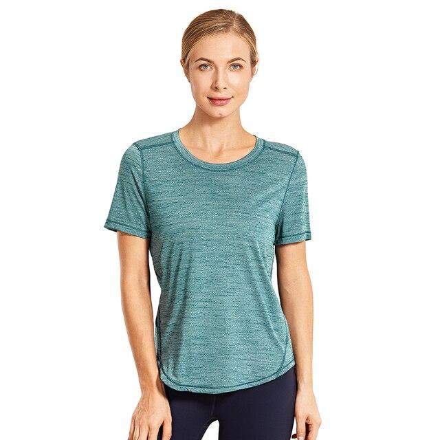 Women's Lightweight Heather Loose Fit Short Sleeve Sport Shirt in a stylish heather design, perfect for workouts and yoga.