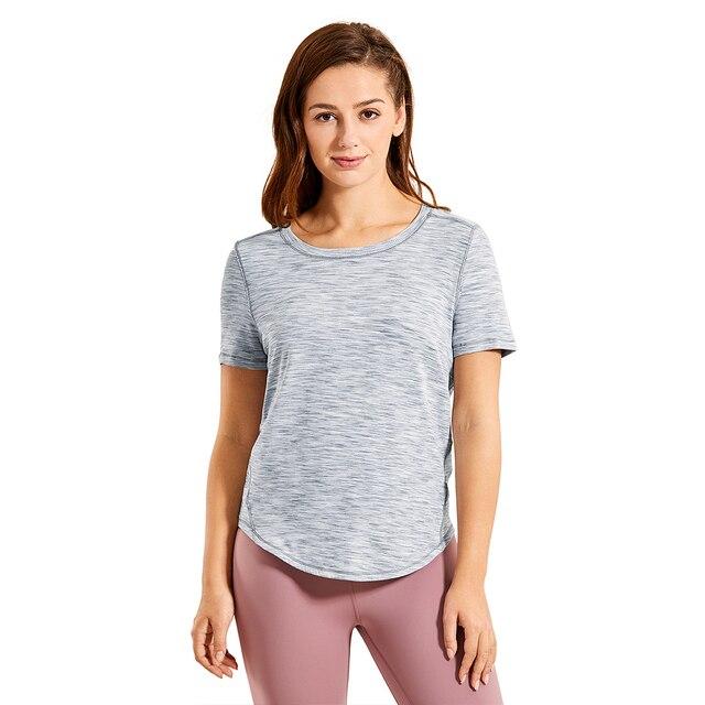 Women's Lightweight Heather Loose Fit Short Sleeve Sport Shirt in a stylish heather design, perfect for workouts and yoga.