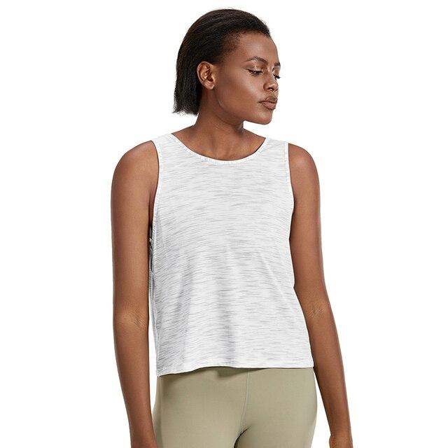 Women's lightweight workout tank top in heather color, sleeveless design, perfect for athletic activities and casual wear.
