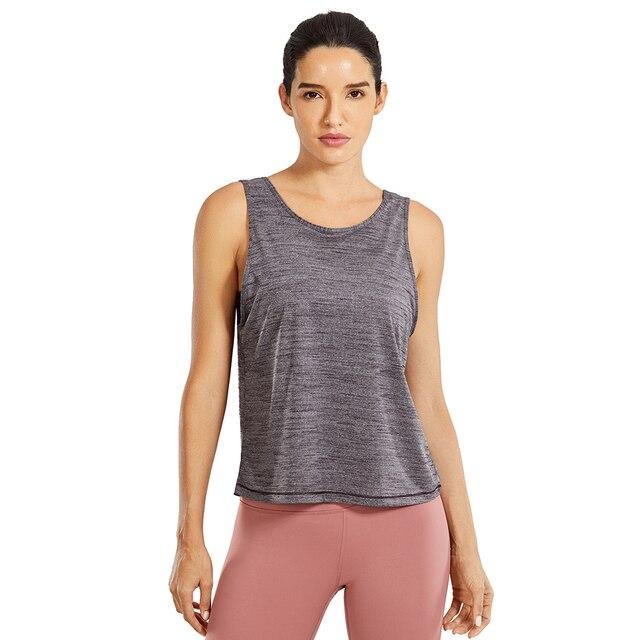 Women's lightweight workout tank top in heather color, sleeveless design, perfect for athletic activities and casual wear.