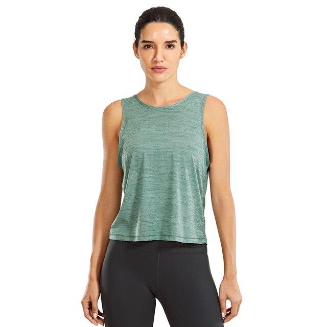 Women's lightweight workout tank top in heather color, sleeveless design, perfect for athletic activities and casual wear.
