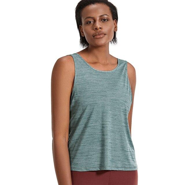 Women's lightweight workout tank top in heather color, sleeveless design, perfect for athletic activities and casual wear.