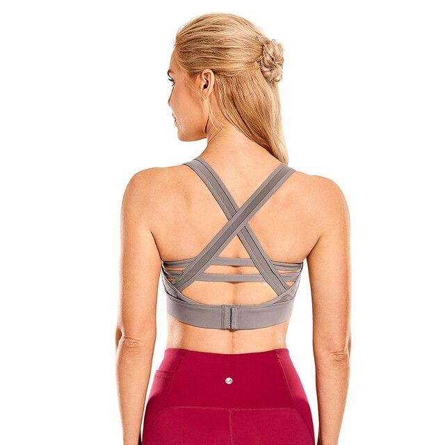 Women's Longline Strappy Yoga Bra in high-impact design, featuring breathable fabric and padded support, perfect for workouts.
