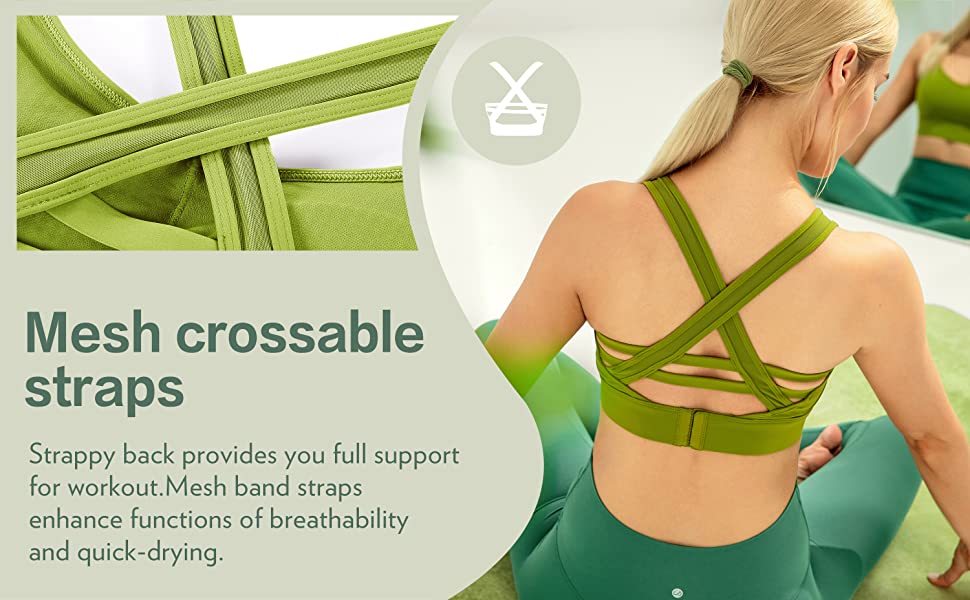 Women's Longline Strappy Yoga Bra in high-impact design, featuring breathable fabric and padded support, perfect for workouts.