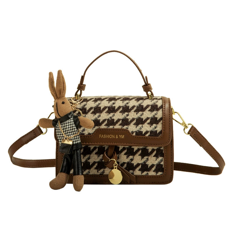 Women's Muzikai Plaid Patchwork Handbag featuring a stylish plaid design with multiple colors and textures, perfect for any occasion.