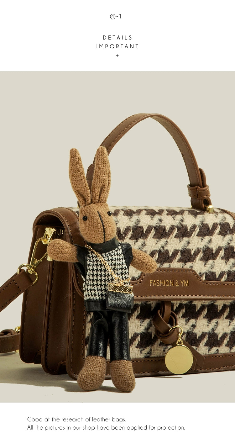 Women's Muzikai Plaid Patchwork Handbag featuring a stylish plaid design with multiple colors and textures, perfect for any occasion.