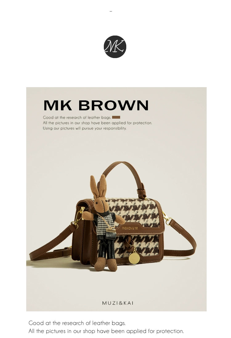 Women's Muzikai Plaid Patchwork Handbag featuring a stylish plaid design with multiple colors and textures, perfect for any occasion.