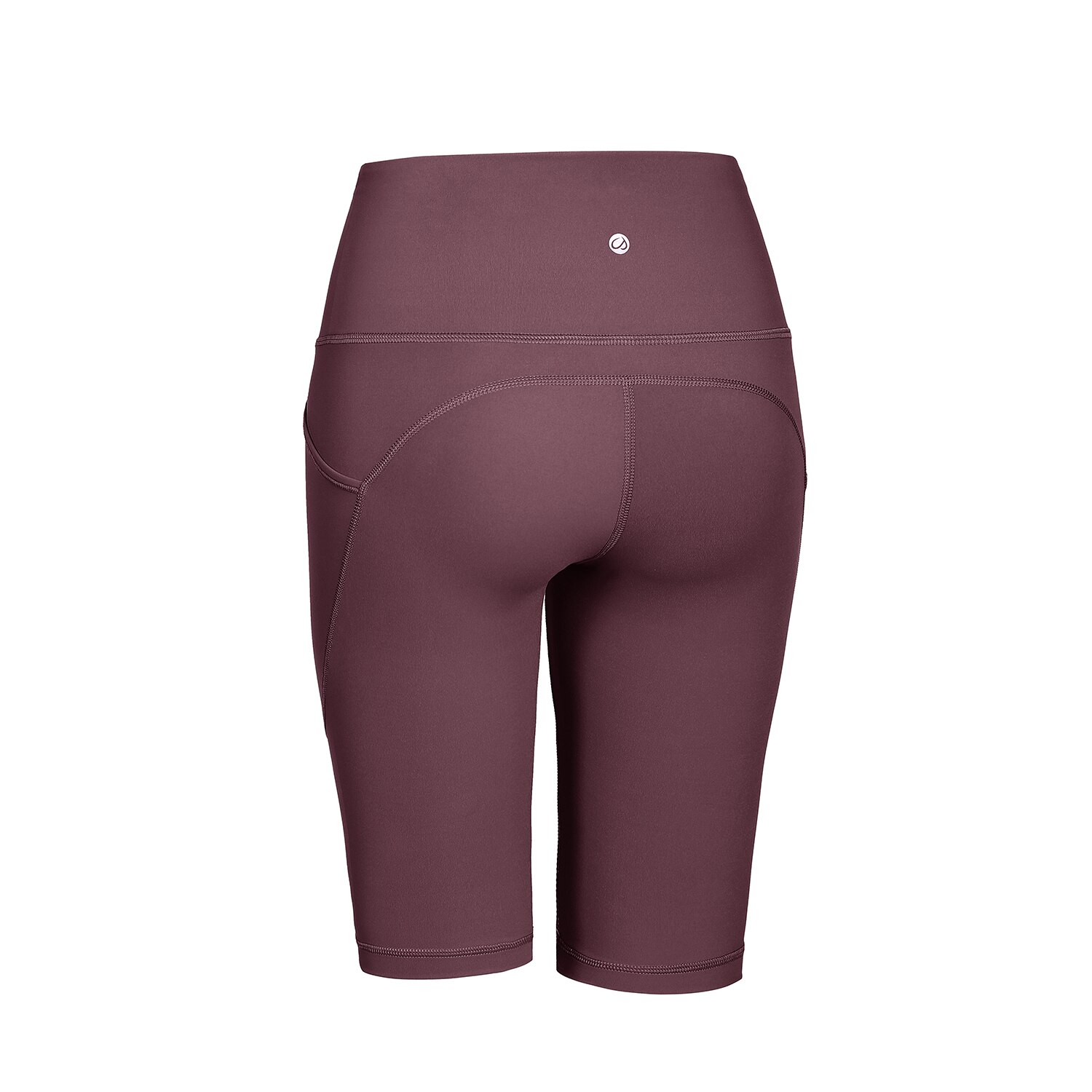 Women's Naked Feeling Workout Shorts in black, featuring a high waist and 10-inch inseam, designed for yoga and athletic activities with pockets.