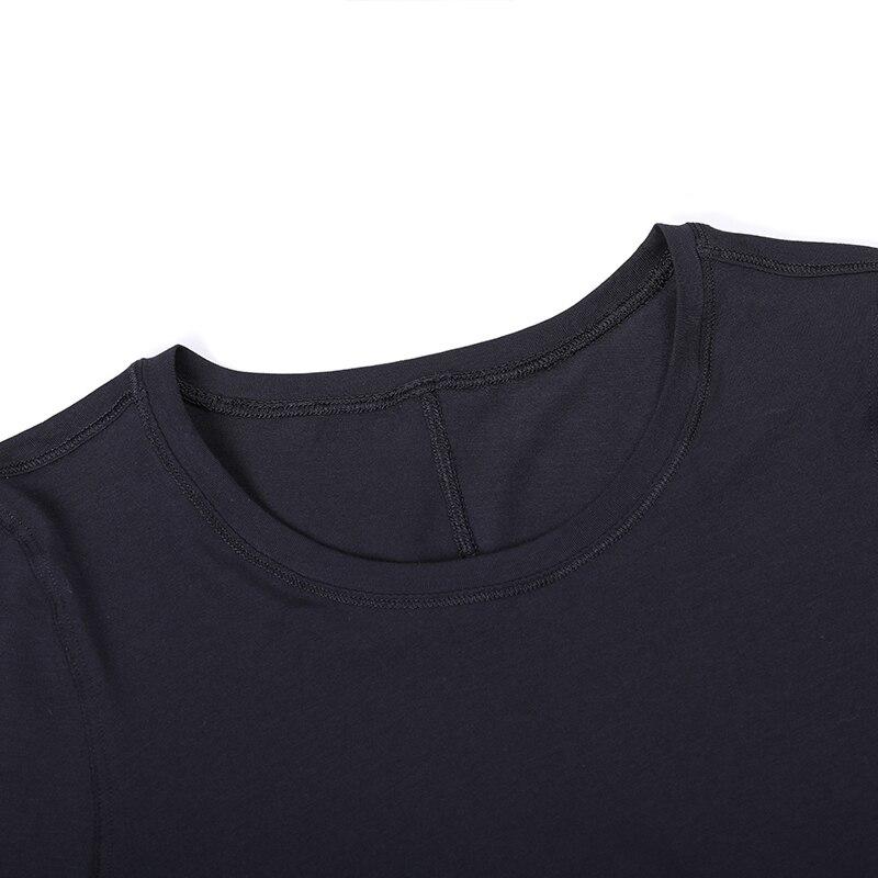 Women's long-sleeve Pima cotton workout shirt in crewneck style, ideal for gym and casual wear.