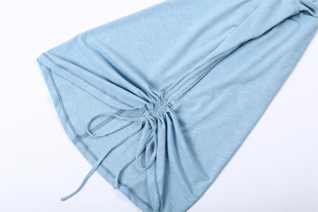 Women's long-sleeve Pima cotton workout shirt in crewneck style, ideal for gym and casual wear.