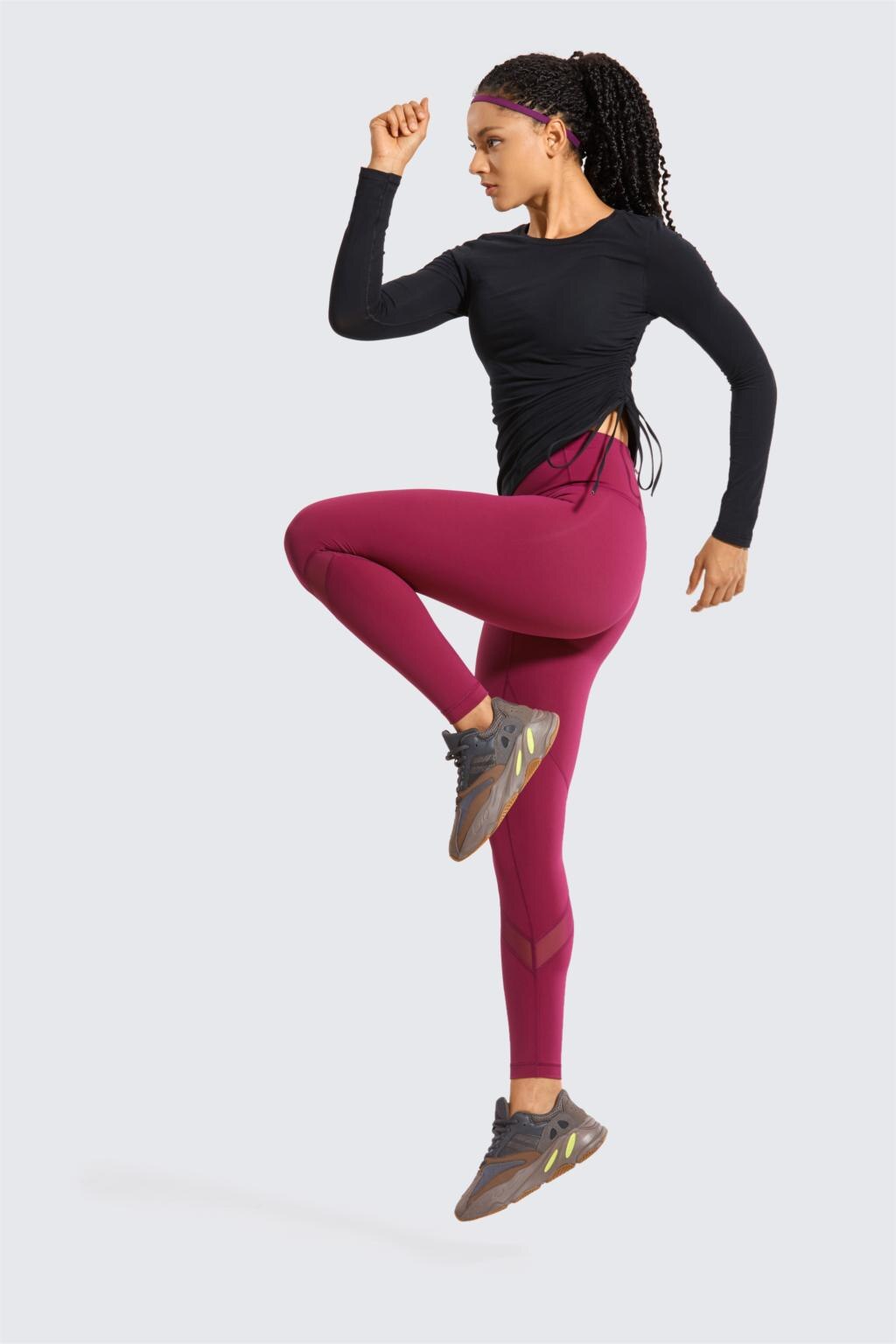 Women's long-sleeve Pima cotton workout shirt in crewneck style, ideal for gym and casual wear.