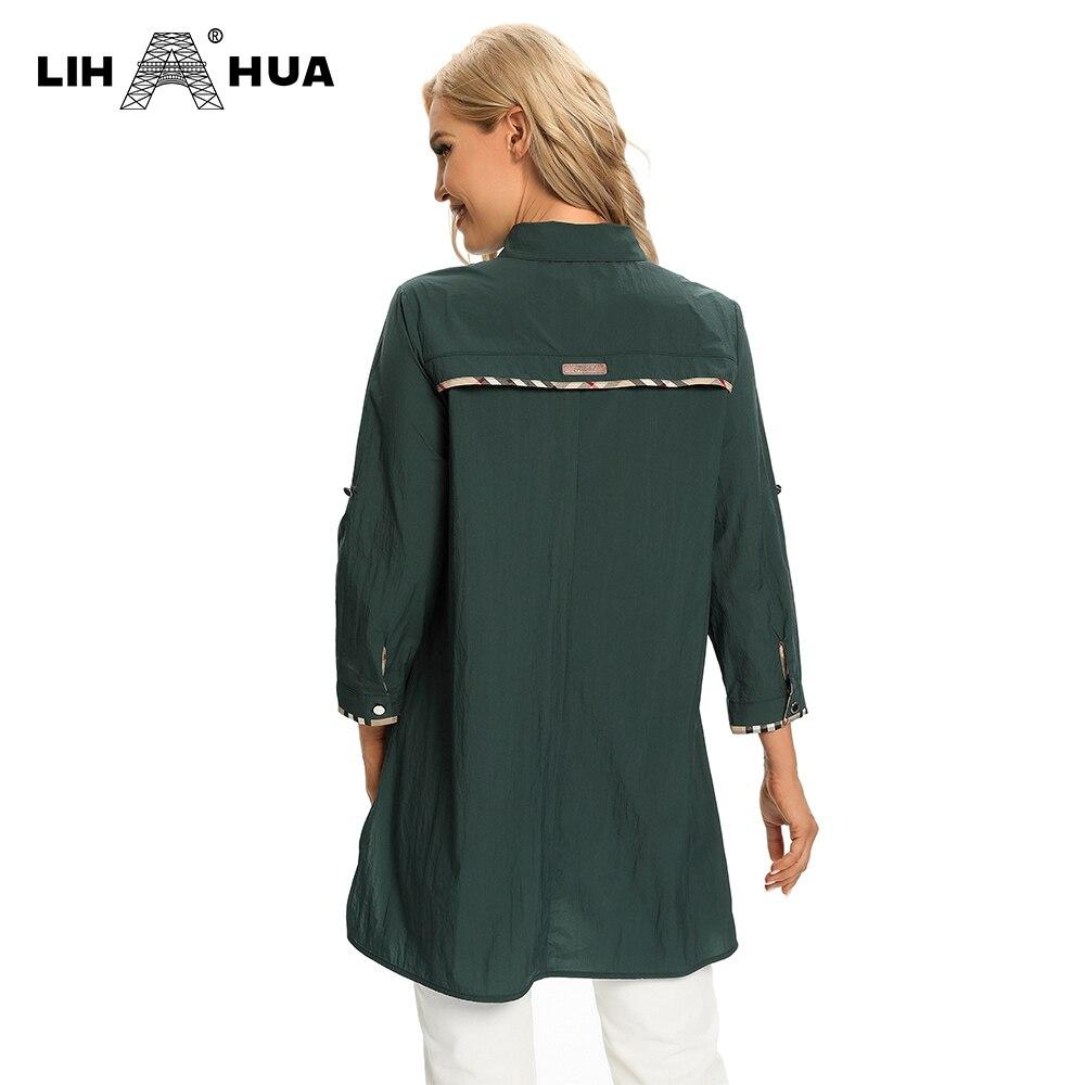 Women's Plus Size Windbreaker featuring a mid-length design with a lapel collar, buttoned front, and stylish embroidery, perfect for spring and autumn.