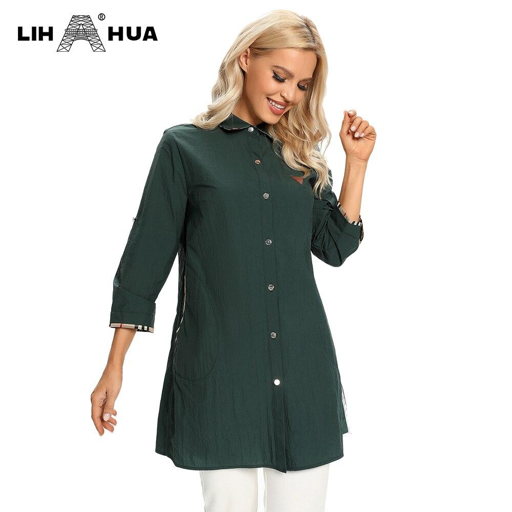 Women's Plus Size Windbreaker featuring a mid-length design with a lapel collar, buttoned front, and stylish embroidery, perfect for spring and autumn.