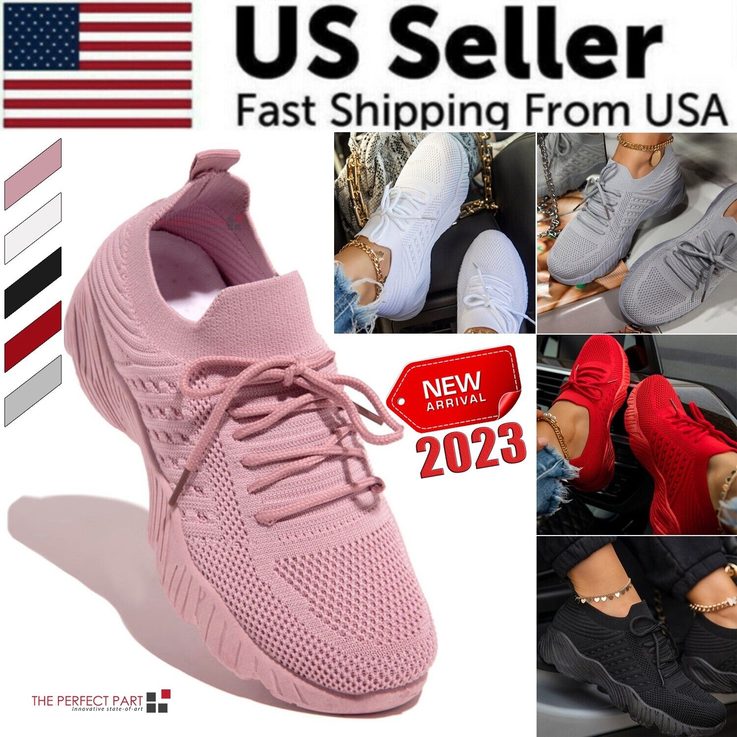 A pair of Women's Running Trainers in various colors, showcasing a breathable mesh upper and soft non-slip soles, ideal for walking and gym activities.