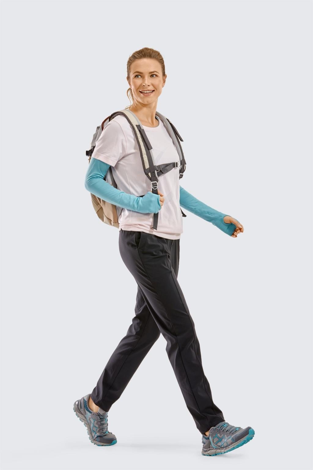 A pair of Women's Zip-off Hiking Pants in various colors, showcasing their lightweight and quick-drying fabric, with zip-off legs for versatility.