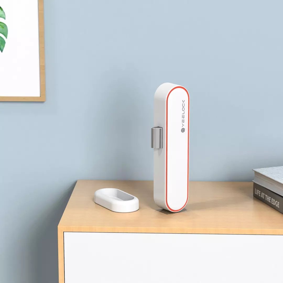 Xiaomi MIjia YEELOCK Smart Drawer Cabinet Lock in white, showcasing its sleek design and Bluetooth functionality for keyless access.