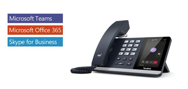 Yealink T55A Teams Edition IP Phone with a 4.3-inch touch screen, showcasing its sleek design and advanced features.