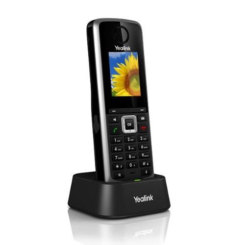 YEALINK W52H HD Business IP-DECT Cordless Handset with charger cradle and belt clip, designed for seamless communication.