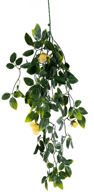 Yellow Mixed Hanging Foliage UV 60cm featuring vibrant yellow flowers and lush green leaves, perfect for indoor and outdoor decor.