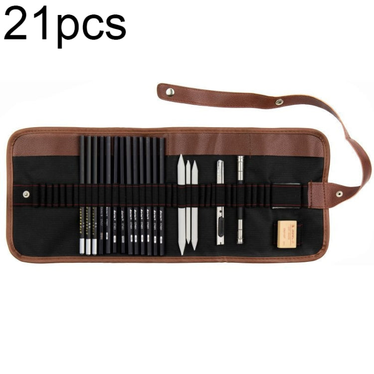 YGSM-30 Sketch Pencil Set featuring various pencils, charcoal pencils, erasers, and a storage bag, ideal for artists.