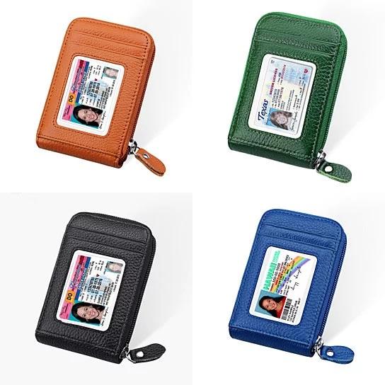 Zip Vault RFID Blocker Card Holder and Wallet in various colors, showcasing its sleek design and transparent ID window.