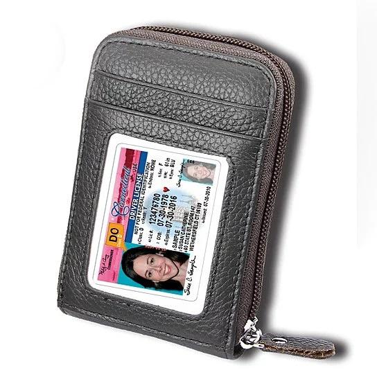 Zip Vault RFID Blocker Card Holder and Wallet in various colors, showcasing its sleek design and transparent ID window.