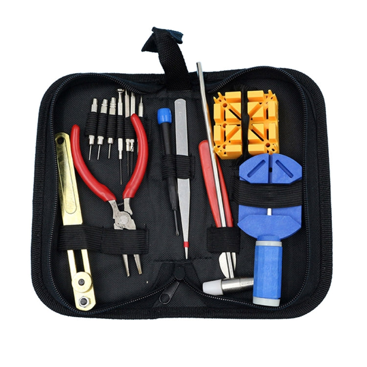 Portable Multi-Function Tool Storage Bag with zipper closure and elastic pockets, showcasing its durable canvas and leather material.