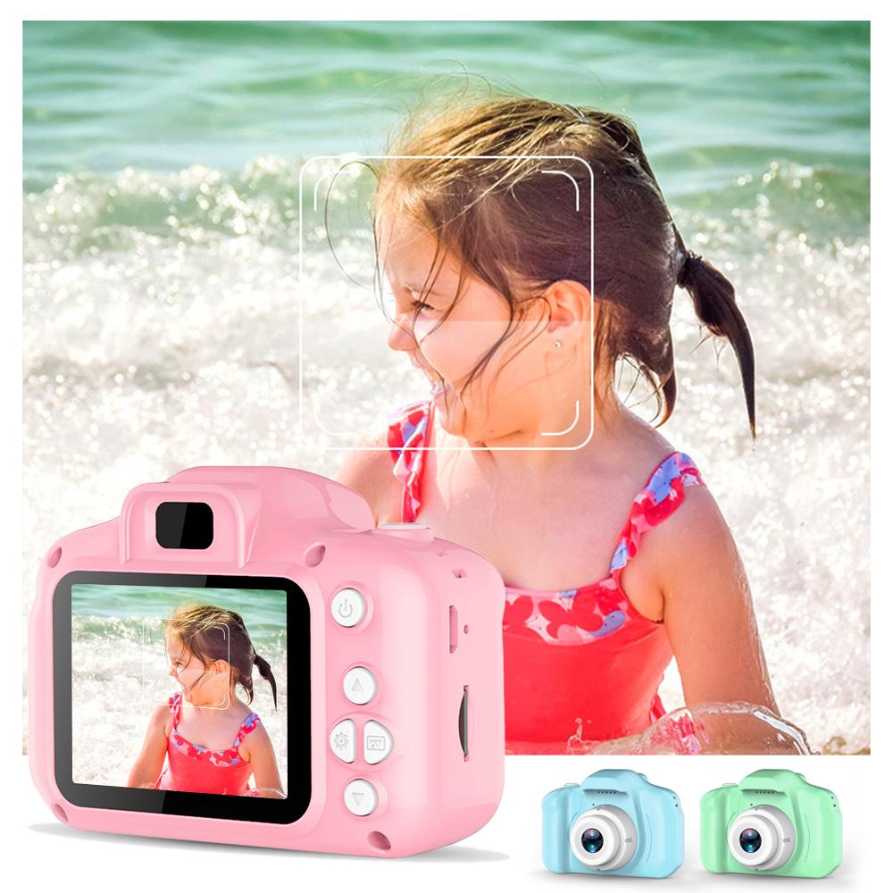 A colorful 2 Inch HD Screen Chargable Digital Mini Camera designed for kids, featuring a cute cartoon style and a 2-inch display.